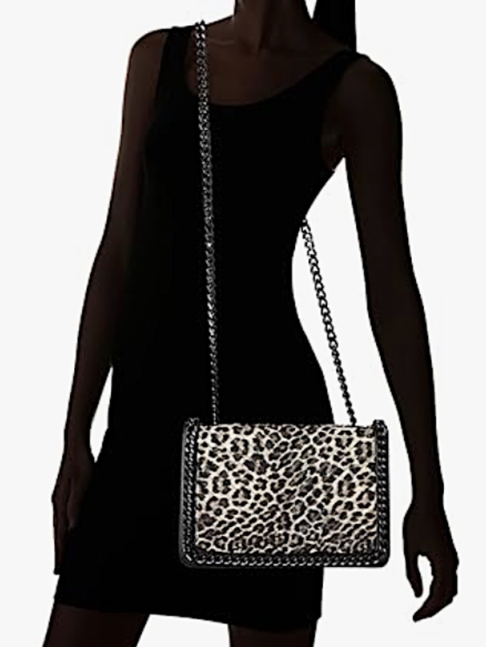 NWT ALDO Greenwald Leopard Print Chain Crossbody Bag Black Brown